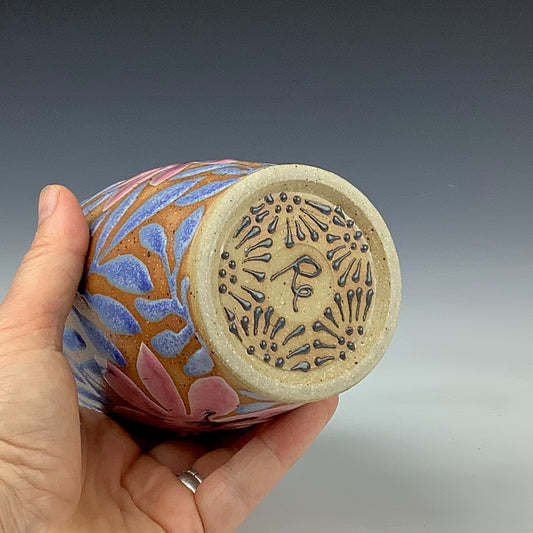 Ruth Easterbrook - Blue & Pink Tall Tumbler #15