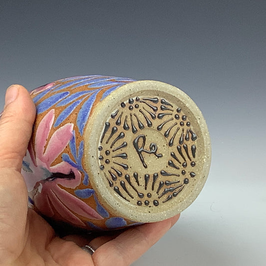 Ruth Easterbrook - Blue & Pink Tall Tumbler #16