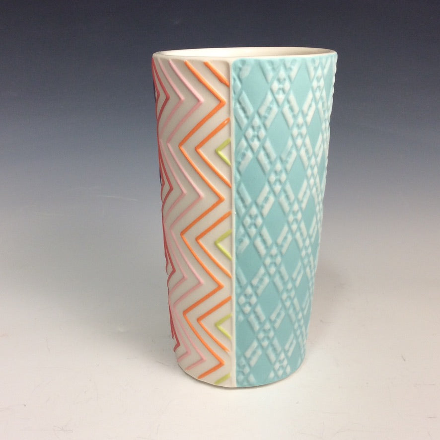 Kelly Justice GJK1227 Tall Tumbler - Rainbow Chevron, Turquoise Diamonds #227