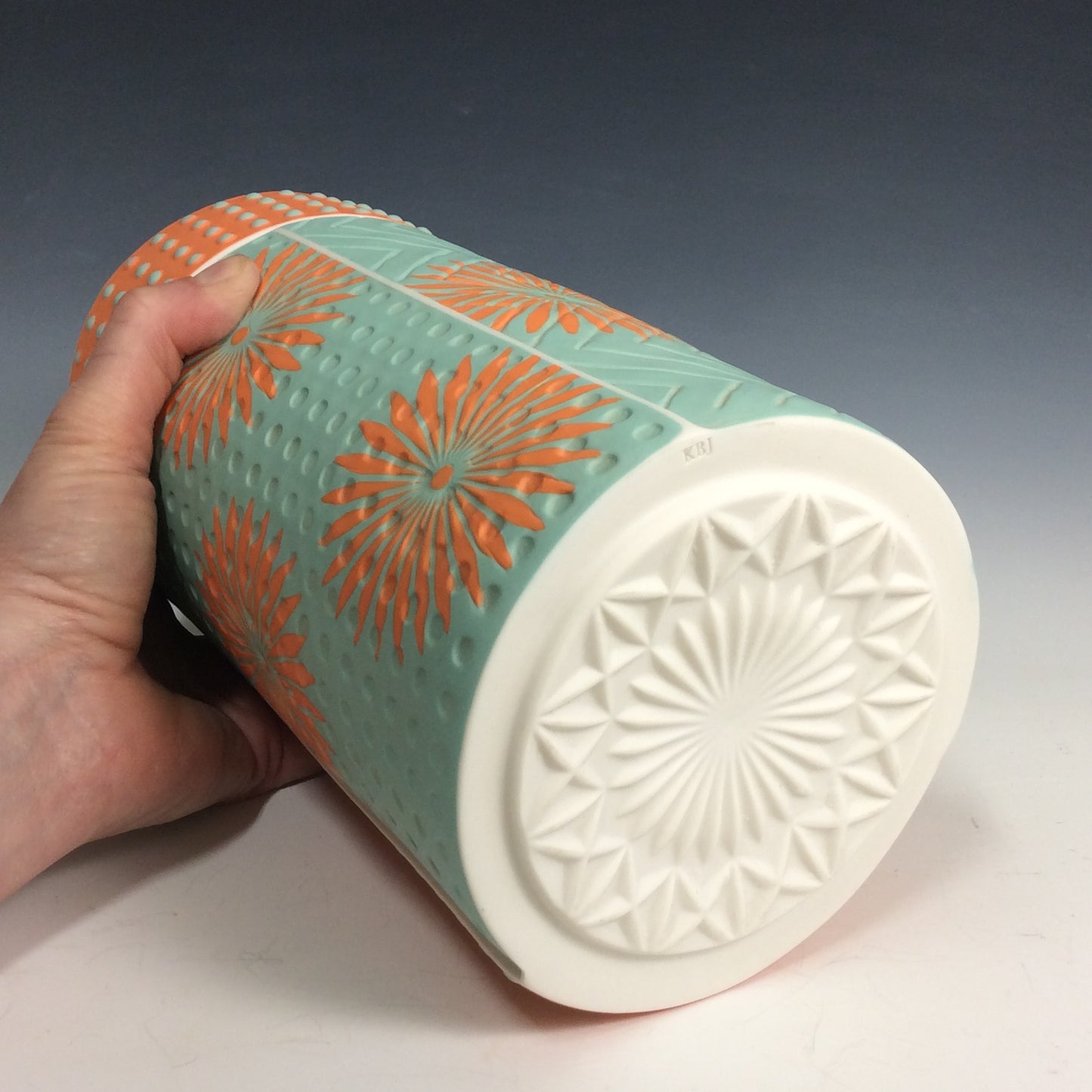 Kelly Justice-Teal and Orange Jar #2