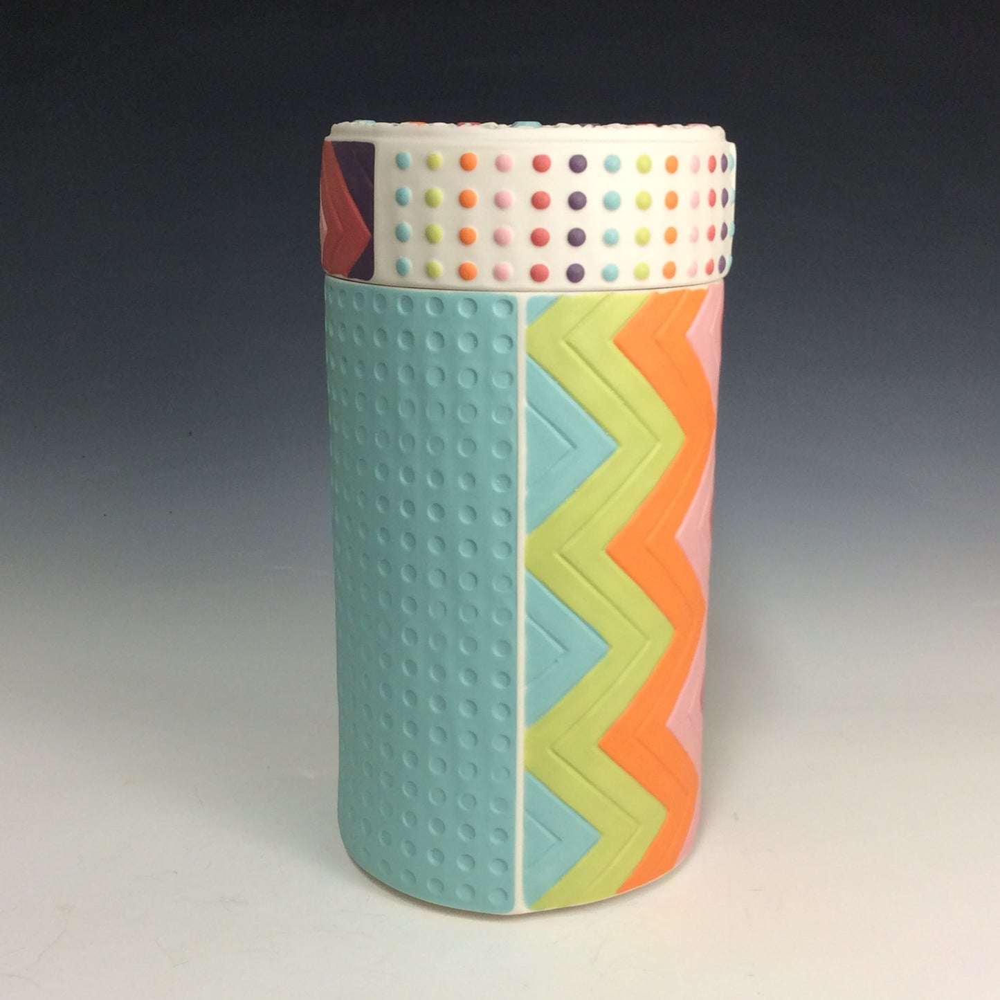 Kelly Justice GJK1203 Rainbow Jar with Dots and Chevron #203