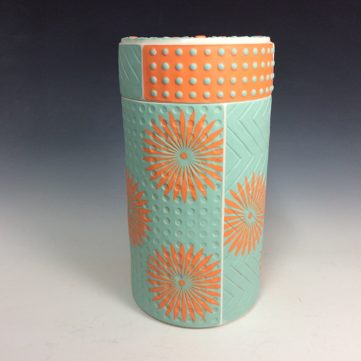 Kelly Justice-Teal and Orange Jar #2