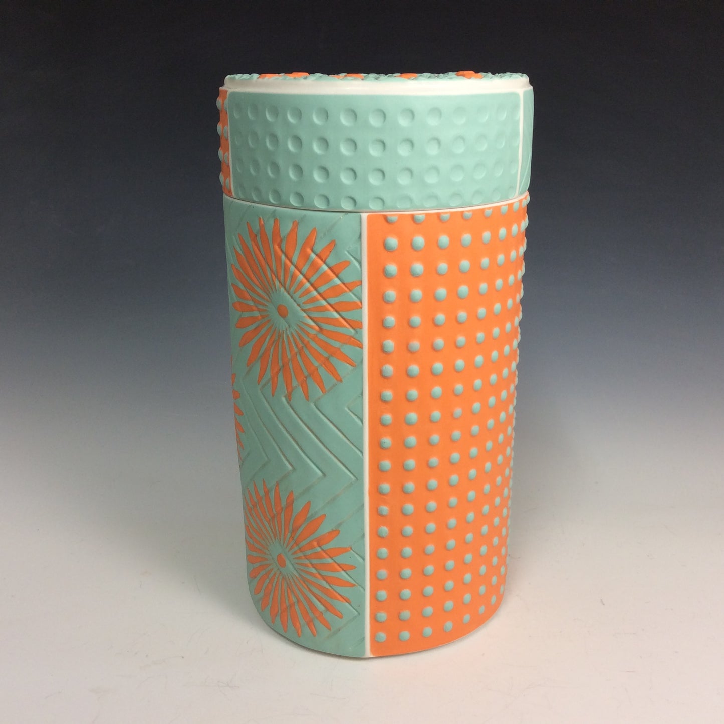 Kelly Justice-Teal and Orange Jar #2