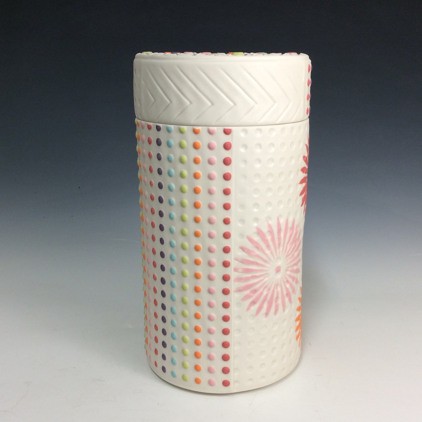 Kelly Justice Rainbow Jar with Pinwheels and Dots #204