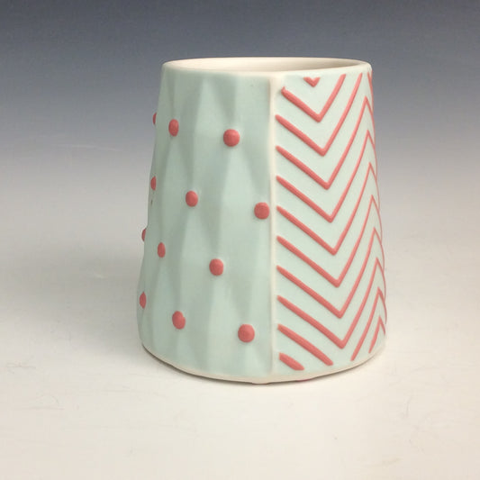 Kelly Justice GJK1244 Small Triangle Bud Vase - Red and Light Turquoise #244