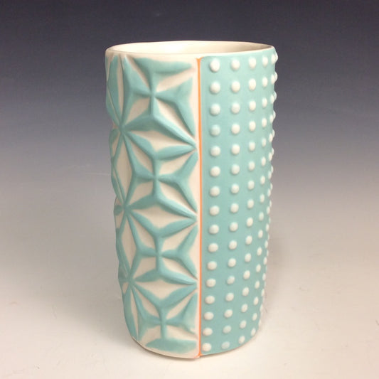 Kelly Justice GJK1222 Tall Tumbler - Turquoise Asanoha, Dots, Houndstooth #222