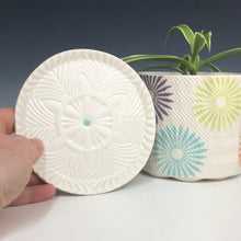 Load image into Gallery viewer, Kelly Justice Small Planter Set - Rainbow Stripes and Pinwheels with Galaxy Dish #213
