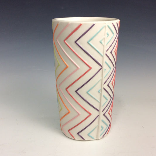 Kelly Justice GJK1227 Tall Tumbler - Rainbow Chevron, Turquoise Diamonds #227