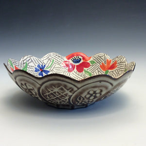 Colleen McCall-Scallop Red & Blue Bowl #9